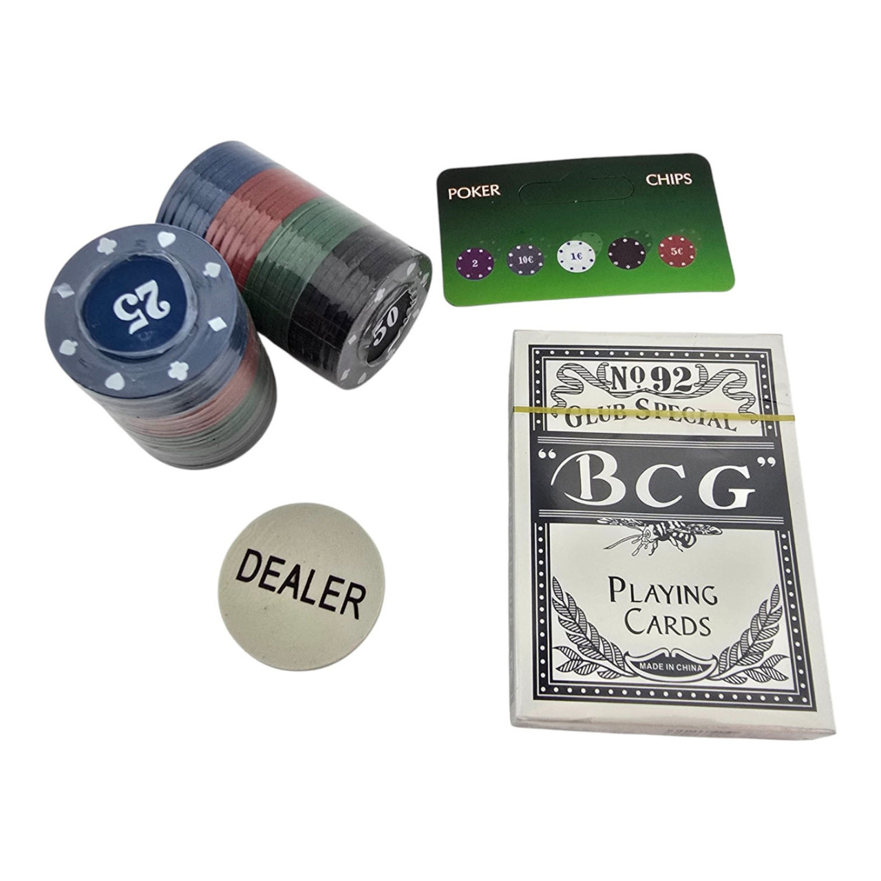 Набір для покеру 40 фішок + колода карток BCG + жетон Dealer, в блістері, фото 1