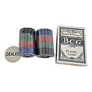 Набір для покеру 40 фішок + колода карток BCG + жетон Dealer, в блістері, фото 4