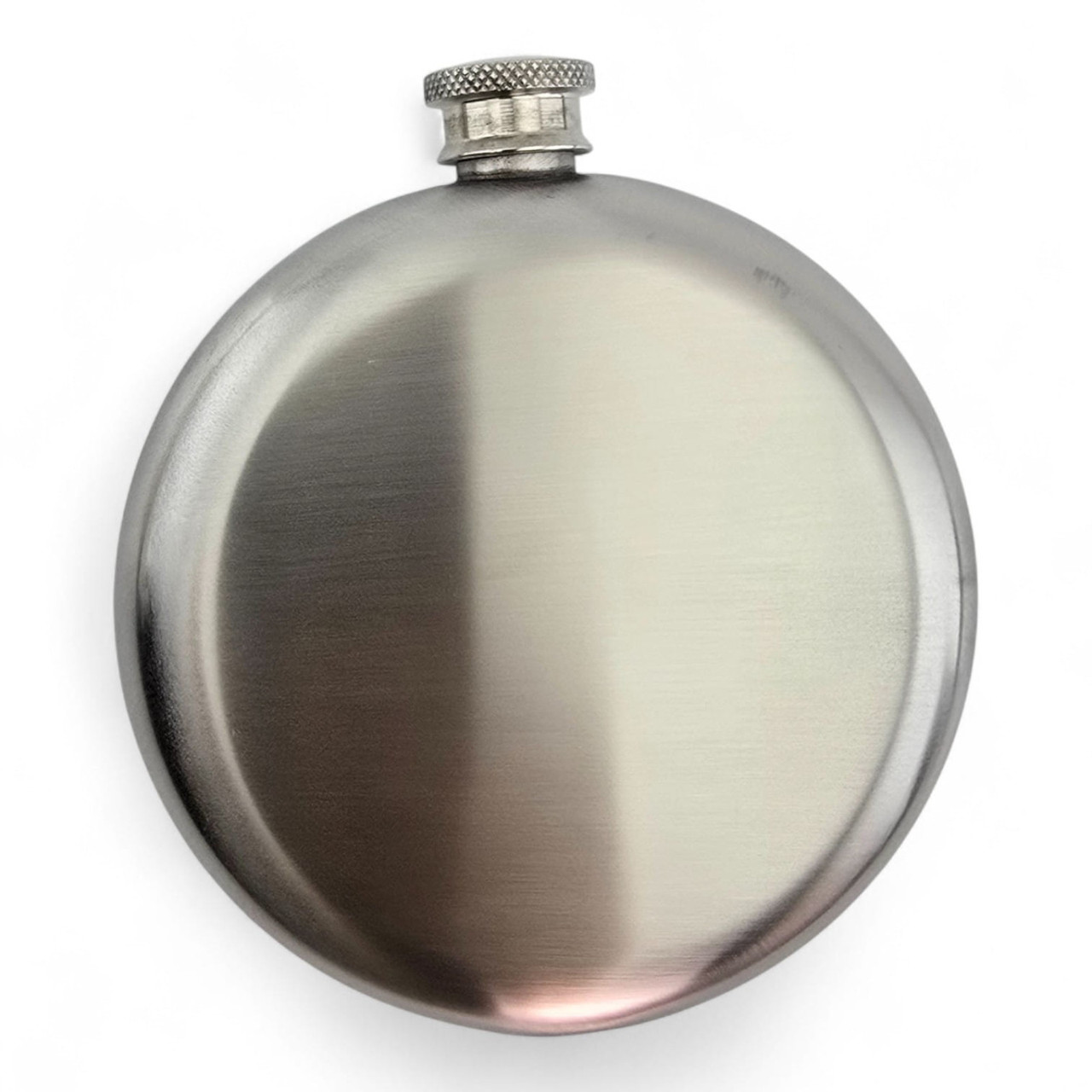 Фляга з нержавіючої сталі 240 мл, кругла, срібляста (12,5х11х3 см), фото 1
