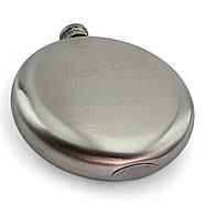 Фляга з нержавіючої сталі 240 мл, кругла, срібляста (12,5х11х3 см), фото 3