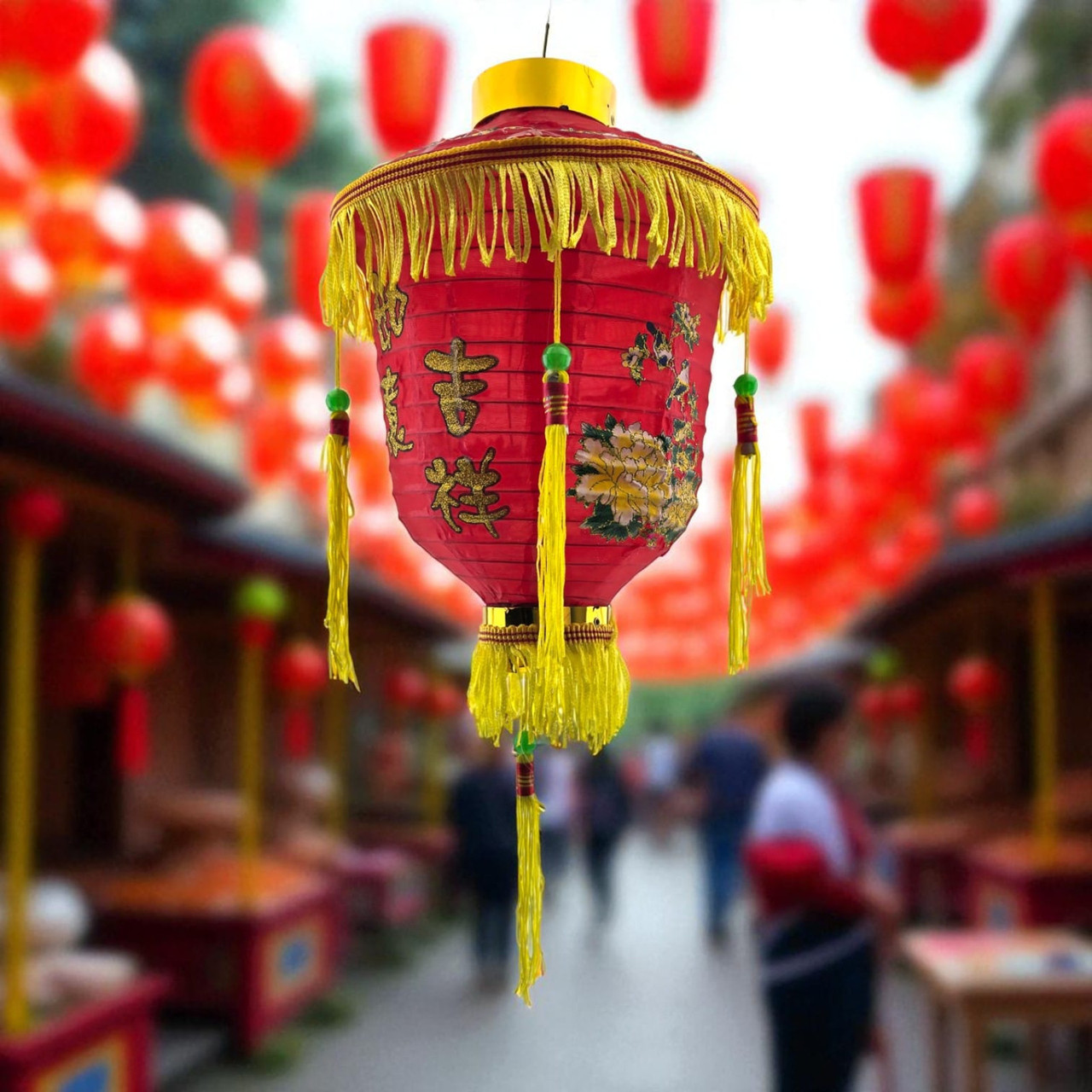 Китайський ліхтар із пензлями (підвісний декоративний, 28 x 20 см), фото 1