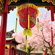 Китайський ліхтар із пензлями (підвісний декоративний, 28 x 20 см), фото 3