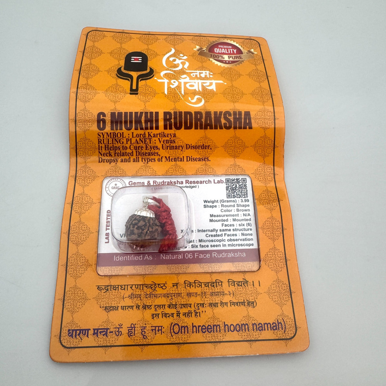 Амулет-талісман Рудракша 6 Мукхі (6 Ліків), фото 1