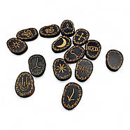 Руни "Відьміни" (Вікканські) темні, 14 рун (4,2 х3, 1х0, 7 см), масив дерева., фото 2