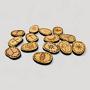 Руни "Відьміни" (Вікканські) світлі, 14 рун (4,2 х3, 1х0, 7 см), масив дерева., фото 2