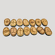 Руни "Відьміни" (Вікканські) світлі, 14 рун (4,2 х3, 1х0, 7 см), масив дерева., фото 4