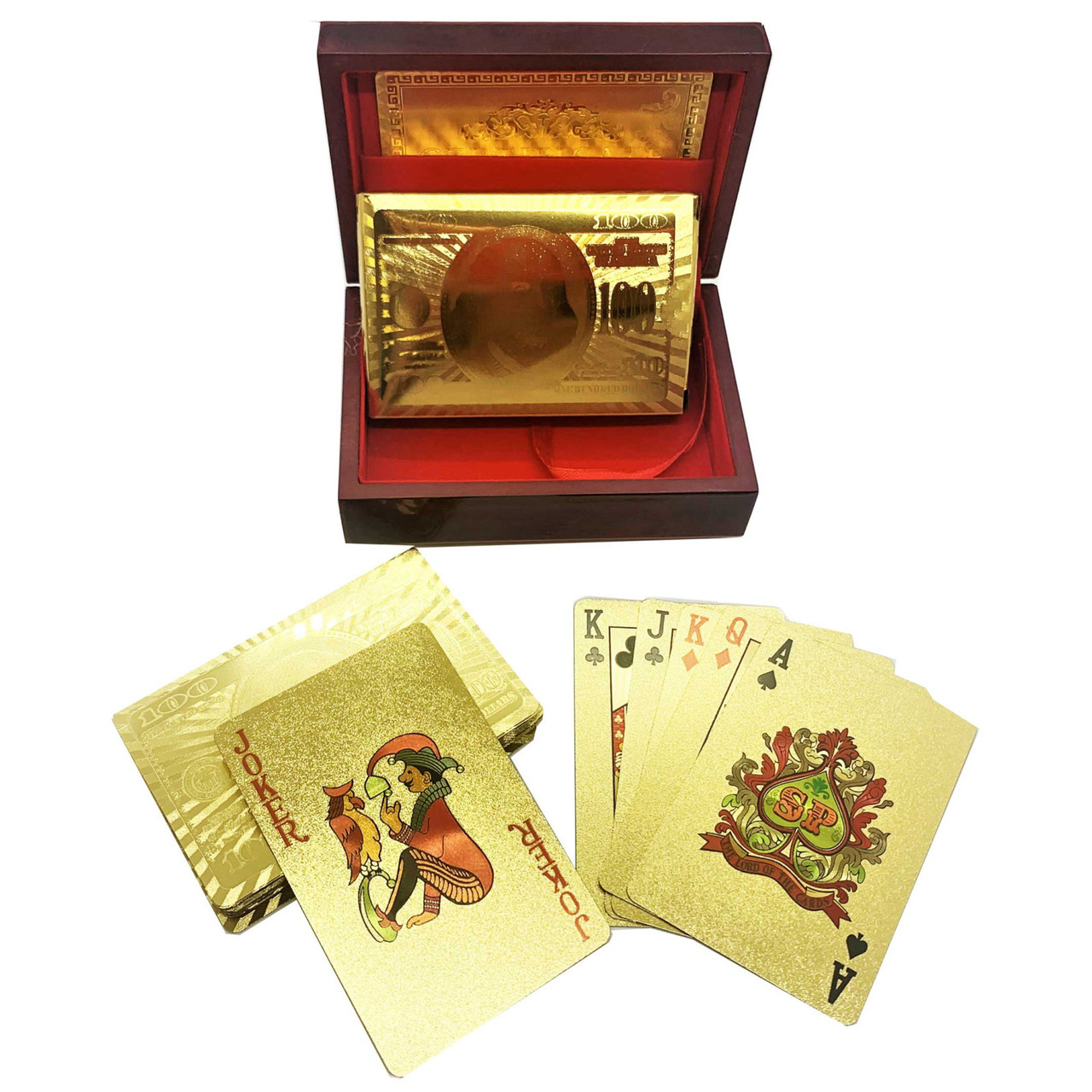 Карти гральні пластикові позолочені в скриньці (11,5х8,5х4,5 см), фото 1