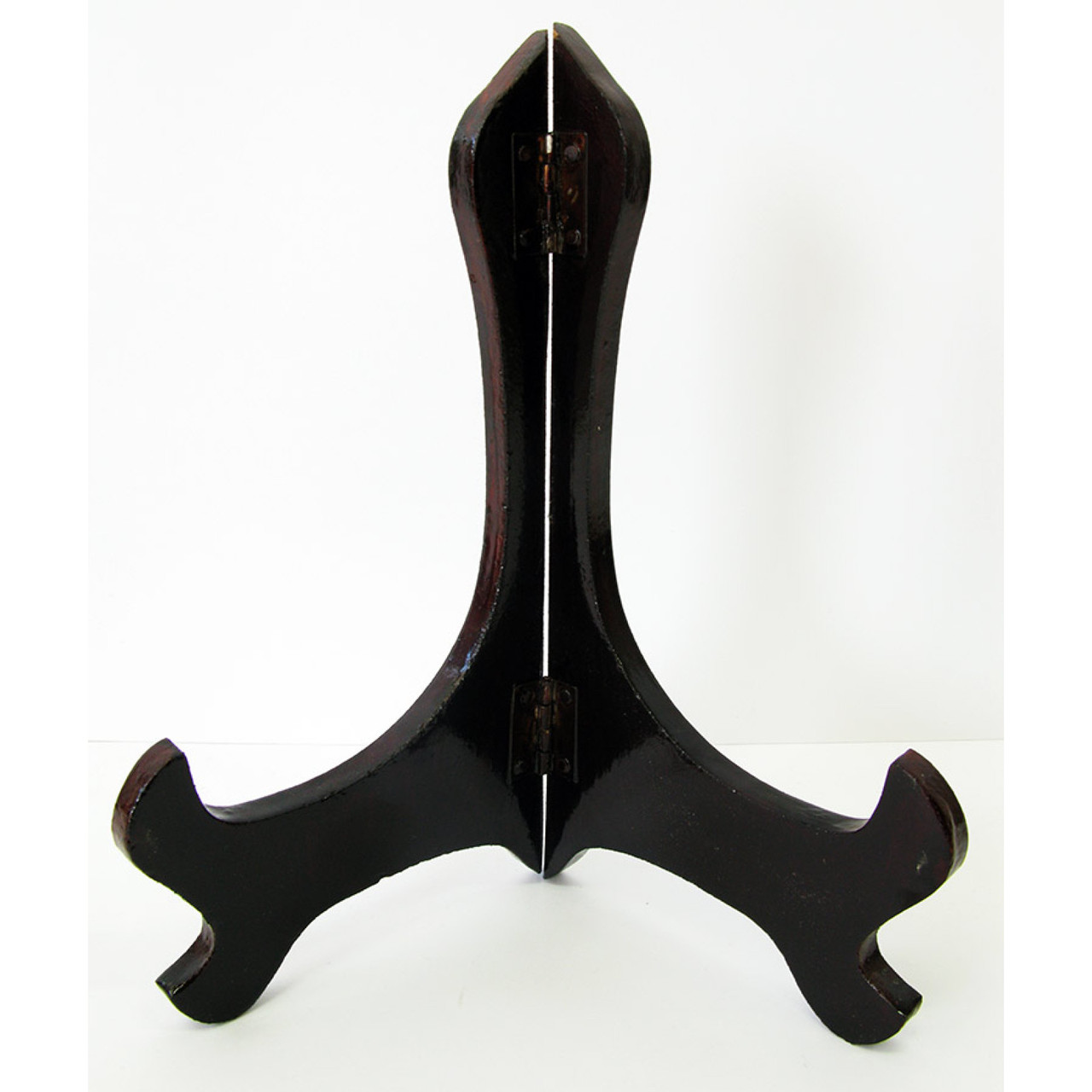 Підставка для тарілки дерев’яна складна, чорна, 10×6,5 см, фото 1