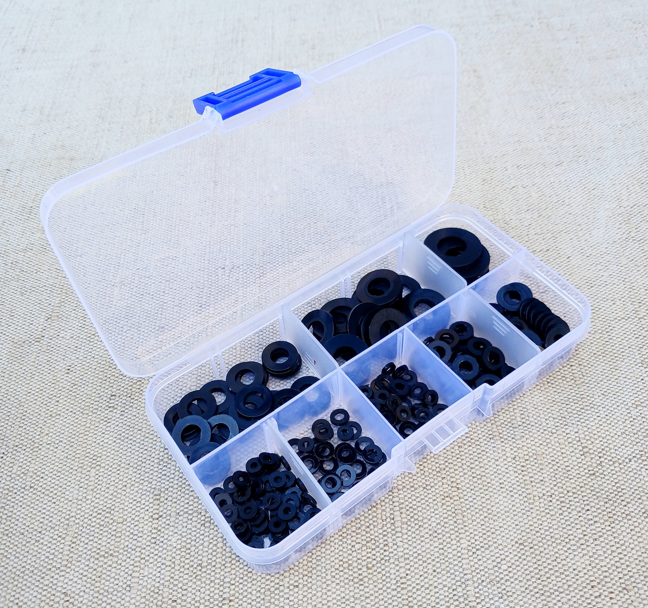 Набір із 250шт. нейлонових ущільнювальних шайб в коробці М2, М2.5, М3, М4, М5, М6, М8, М10