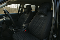 Чехлы для сидений автомобиля Шевроле Такума (Chevrolet Tacuma) автоткань ромбами серая строчка