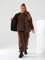 Костюм спортивний жіночий трійка тринитка на флісі+ желетка-плащовка Дуже теплий, легкий зручний.