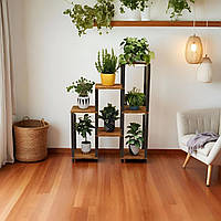 Стійка-підставка для вазонів CVT-8, дерев’яна з металевою рамою, 8 ярусів