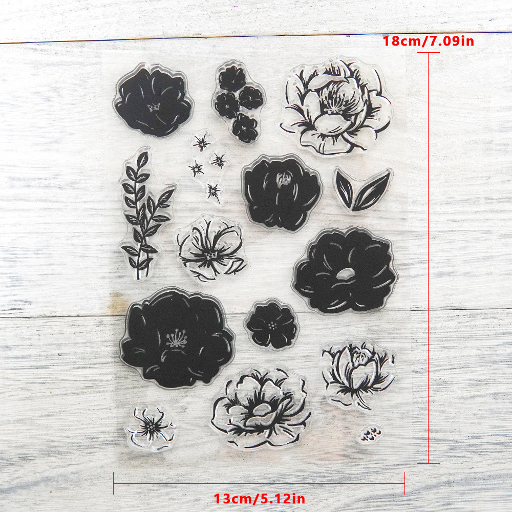 Набір силіконових штампів для скрапбукінгу Піони CHT216, фото 1