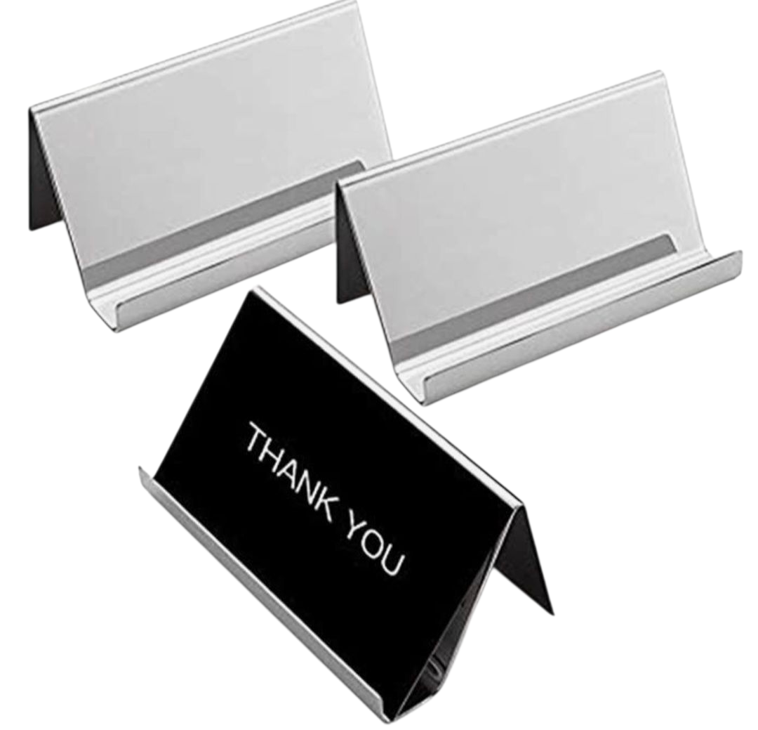 Підставка для візитівок візитниця на ресепшн магазину, салону краси, офісу хромована, фото 1