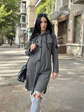 Жіночий кашеміровий кардіган з капюшоном "Dila"| Батал, фото 1