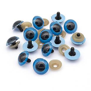 Око з фіксатором і Штифтом, для Іграшок, Круглі, Колір: Блакитний, Розмір: 18 мм, 10 пар