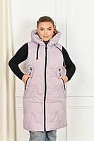 Жіноча подовжена жилетка з капюшоном, великі розміри 52-54, 56-58, 60-62