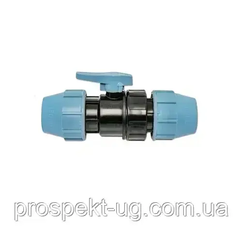 Кран обжимний Ду25х25 кульовий Unidelta ПНД, фото 1