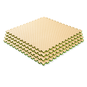 Мат-татамі WCG EVA 100x100x2 см Бежево-зелений (пазл, ластівчин хвіст, фітнес, єдиноборства, дитяча зона)