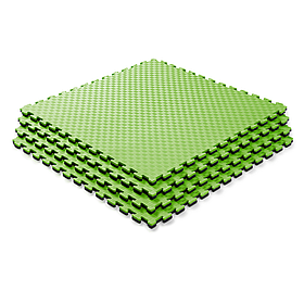 Мат-татамі WCG EVA 100х100х2 см Зелено-чорний, мат пазл "ластівчин хвіст" для фітнесу, єдиноборств, дитячої