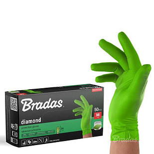 Захисні рукавички DIAMOND, нітрилові, M розмір 7-8, зелені, RWJNDGR8