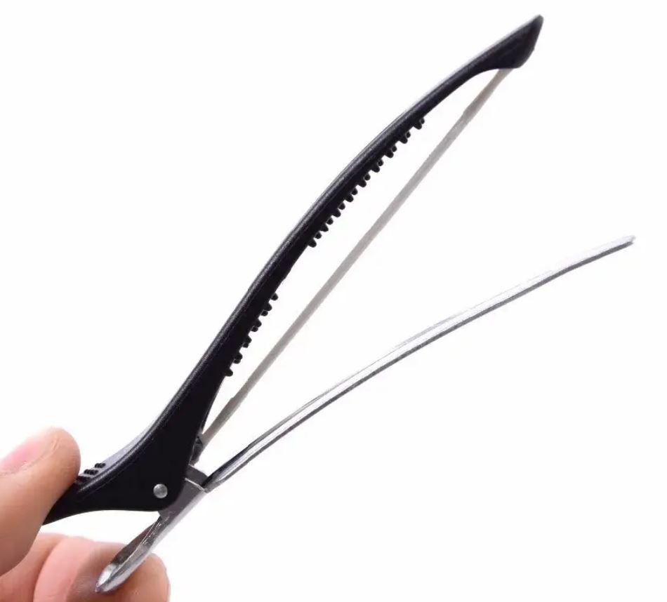 Перукарський затискач для волосся з гумкою затискач качка для поділу волосся чорний пластик із металевою основою