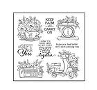 Набір силіконових штампів та ножів для скрапбукінгу Квіти і надписи NSH006, фото 3