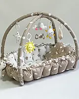 Дитячий м'який кокон 2в1 0769 від Premium, гніздечко для новонародженого + ігровий розвивальний килимок