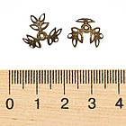 Шапочки для Бусин Залізні, Квітка, Колір: Бронза, Розмір: 13х4мм, Отвір 1.2 мм, 100 шт, фото 3