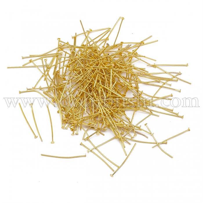 Піни Гвоздики, плоский капелюх, Залізо, Золото, 30х0.7 мм, 50 г/~ 375 шт, фото 1