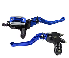 Універсальні регульовані важелі гальма та зчеплення для керма 22мм. Сині