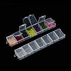 Контейнер для Бісера та Бусин, Пластик, Прозорий, Прямокутний, 7 Відсіків, Розмір: 15.5х3.3х1.8 см, 1 пара, фото 3