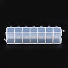 Контейнер для Бісера та Бусин, Пластик, Прозорий, Прямокутний, 7 Відсіків, Розмір: 15.5х3.3х1.8 см, 1 пара, фото 7