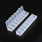 Контейнер для Бісера та Бусин, Пластик, Прозорий, Прямокутний, 7 Відсіків, Розмір: 15.5х3.3х1.8 см, 1 пара, фото 8