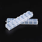 Контейнер для Бісера та Бусин, Пластик, Прозорий, Прямокутний, 7 Відсіків, Розмір: 15.5х3.3х1.8 см, 1 пара, фото 9