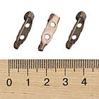 Основа під Брош Залізна, Булавка, з 2 отворами, Колір: Бронза, Розмір: 20х5х5мм, Отв-тіє 2 мм, 50 шт./пач, фото 3