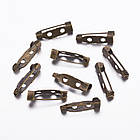 Основа під Брош Залізна, Булавка, з 2 отворами, Колір: Бронза, Розмір: 20х5х5мм, Отв-тіє 2 мм, 50 шт./пач, фото 4