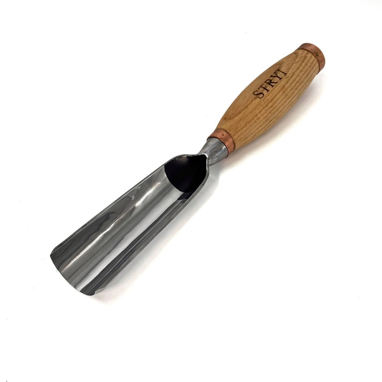 Ударна напівкругла 40мм STRYI Profi стамеска для об'ємного та скульптурного різьблення по дереву, фото 1