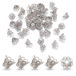 Конус Шапочки для Бусин, Залізні, Платина, 12х8мм, Отвір 1.5 мм, 50 шт