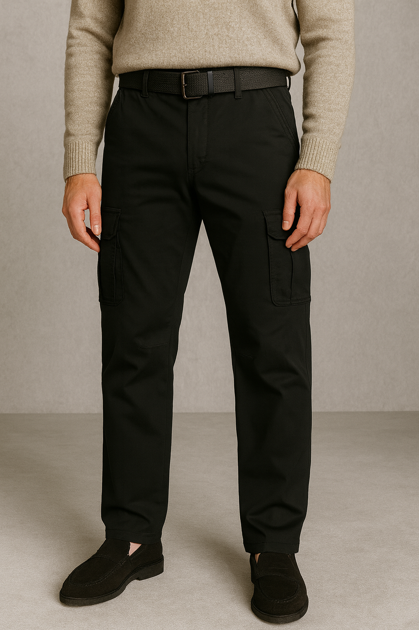 Штани карго чоловічі зимові Iteno (Tophero) з флісом, 6 кишень, прямі котонові,33, Чорний, фото 1