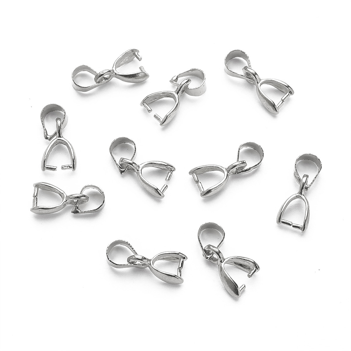 Тримач для Кулонів, Латунь, Колір: Платина, Розмір: 10x5.5x3мм, Отвір 3.5 мм, 10 шт, фото 1