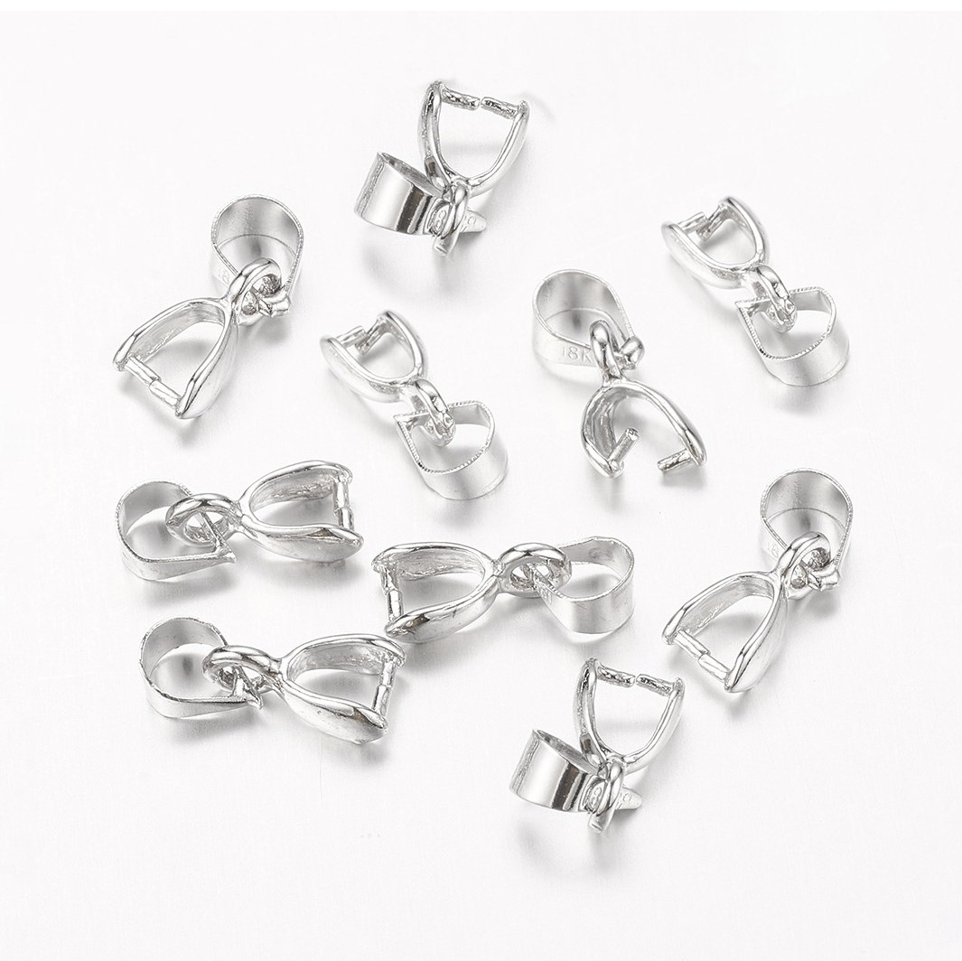 Тримач для Кулонів, Латунь, Колір: Срібло, Розмір: 10x5.5x3мм, Отвір 3.5мм, 10 шт, фото 1