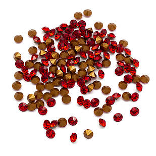 Стрази Діамант, Клас А, Скло, Світлий Сіам, 3.4~3.5 мм, 144 шт