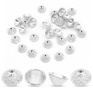 Шапочки для Бусин, Металеві, Конус, Срібло, 11х5мм, Відв. 1 мм, 30 шт