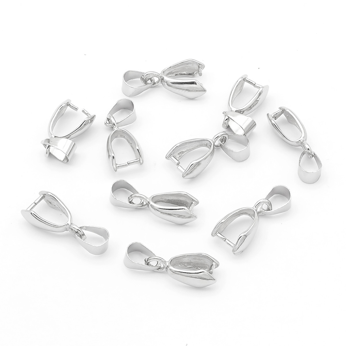 Тримач для Кулонів, Латунь, Колір: Срібло, Розмір: 14x7х6мм, Отвір 4х6мм, 10 шт, фото 1