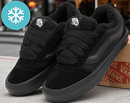 Зимові кеди Vans KNU з хутром чоловічі та жіночі теплі ванс кну чорні