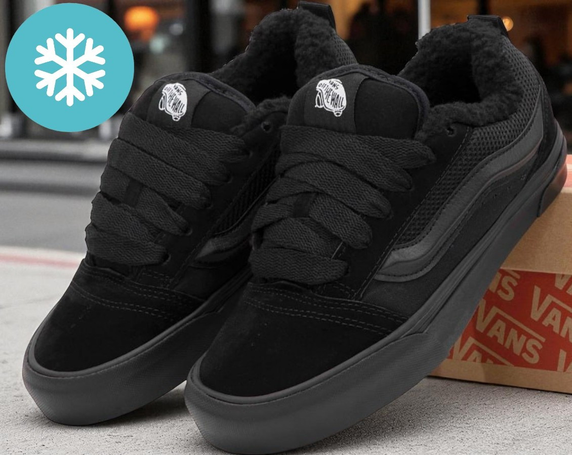 Зимові кеди Vans KNU з хутром чоловічі та жіночі теплі ванс кну чорні, фото 1
