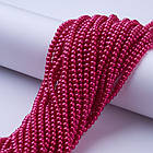 Перли Бусини, Скло, Глянсові, Круглі, Темно-рожевий, 4 мм, Одв. 1 мм, ~216шт/86 см/нитка, 1 нить, фото 2