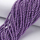 Перли Бусини, Скло, Глянсові, Круглі, Бузковий, 4 мм, Одв. 1 мм, ~ 216 шт./86 см/нитка, 1 нить, фото 2