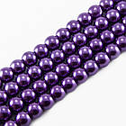 Перли Бусини, Скло, Глянсові, Круглі, Бузковий, 4 мм, Одв. 1 мм, ~ 216 шт./86 см/нитка, 1 нить, фото 5